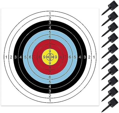 FENJANER 30pcs Archery Targets Paper 16inch 10 Ring Targets Paper with 10 Target Pins Archery Targets for Backyard
