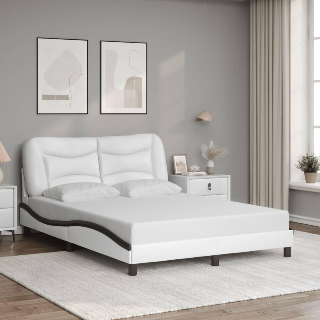 Estructura de cama con LED 120 x 200 cm, piel sintética, diseño ondulado moderno, estructura de metal resistente, para jóvenes y habitaciones de invitados