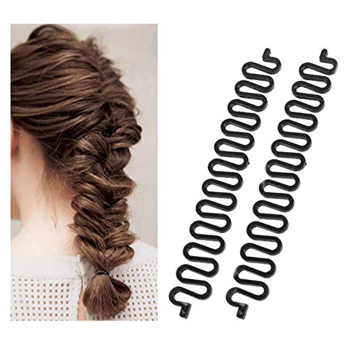 6Pcs Black Plastic French Hair Braiding Tool Fishbone Ponytail Twist Maker Hair Roller Braiders Hair Styling Tool DIY Hair Style Accessories for Home Salon