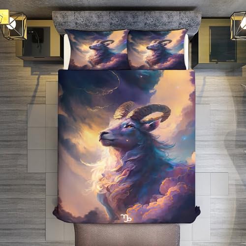 Housse de couette chèvre en microfibre chic et respirante avec fermeture