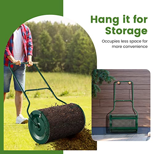 TANGZON 27 Inch Compost Spreader, 76l Peat Moss Spreader with Upgrade U-shaped Handle, Heavy Duty Metal Mesh Push Topsoil Fertilizer Manure Spreader for Lawn and Garden (Green) 5 TANGZON 27 Inch Compost Spreader, 76l Peat Moss Spreader with Upgrade U-shaped Handle, Heavy Duty Metal Mesh Push Topsoil Fertilizer Manure Spreader for Lawn and Garden (Green) - Image 5