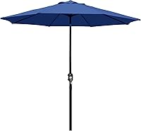 Blissun 9FT Outdoor Patio Umbrella with 8 Sturdy Ribs, Push Button Tilt, Crank Lift & UV Protection for Yard Tables