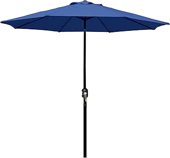 Blissun 9' Outdoor Patio Umbrella with 8 Ribs, Push Button Tilt and Crank