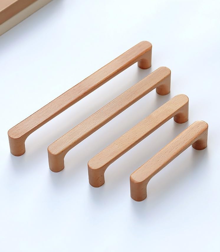 sinzau Pakket van 6 houten meubelgrepen, kastgrepen van hout met schroeven, gatafstand 64 mm, voor kasten, badkamers, kantoren en keukens sinzau Pakket van 6 houten meubelgrepen, kastgrepen van hout met schroeven, gatafstand 64 mm, voor kasten, badkamers, kantoren en keukens