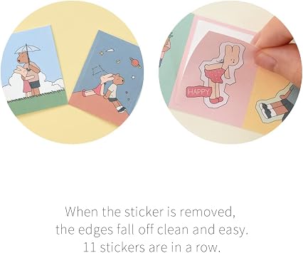 Monolike Wow Sticker Happy and Lucky Ver.1 + Ver.2 Set - Mini Size Cute Stickers, Square Stickers