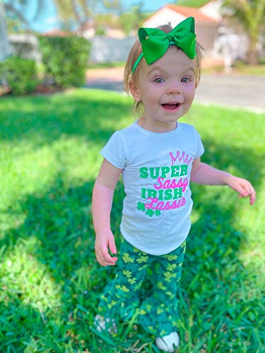Image of Unique Baby 2 Piece Girls Double Ruffle Leggings Outfit with Short Sleeve Shirt Kid and Toddler Clothes Set