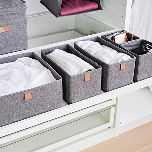 LOVE IT STORE IT Premium Aufbewahrungskorb 5-teilig - Schrank Organizer aus Leinen Stoff - Verstärkt mit Karton - Grau - 5 Boxen in 3 Größen