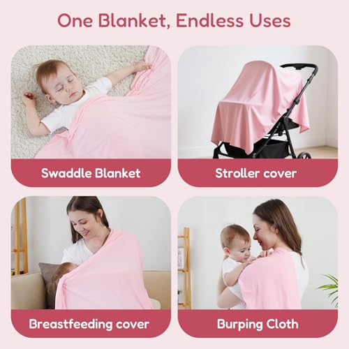 Image of Stretchy Swaddle Blanket for Newborns with Hat & Hello World Card-Soft Baby Swaddles 0-3 Months,47 inchx 47 inchSupersoft Swaddle Blanket,Receiving Blanket for Boys & Girls (Storm)
