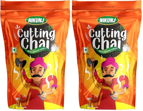 Image of NIKUNJ Cutting Chai, 1kg | Real Kadak Chai | Black Tea | Strong Blend - Rich Taste, basil (Pack of 2)