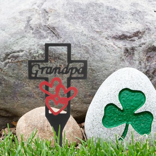 Plaque commémorative en métal durable avec croix et fleurs ciselées pour sépulture - 8