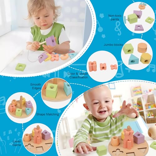 Image of Adena Montessori 6 in 1 Sensory Play Kit 13-18 Months Baby | Made for newborns to build motor skills & hand-eye coordination, it brings diverse sensory play with smooth wooden toys.