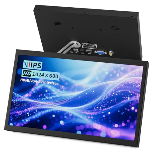 Jun-Saxifragelec Mini Monitor 10.1 Zoll HDMI, VGA, AV, BNC, 1024 × 600 Kleiner IPS-Bildschirm mit eingebauten Lautsprechern, 178° Betrachtungswinkel LCD tragbarer...