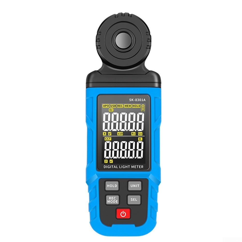 Digitales UV-Spektrometer-Lichtmessgerät mit 999-facher Speicher, misst Lux und Farbtemperatur, vollständiger Betrachtungswinkel, Display, Silikon, rutschfeste Hülle, 185 x 64 mm, für