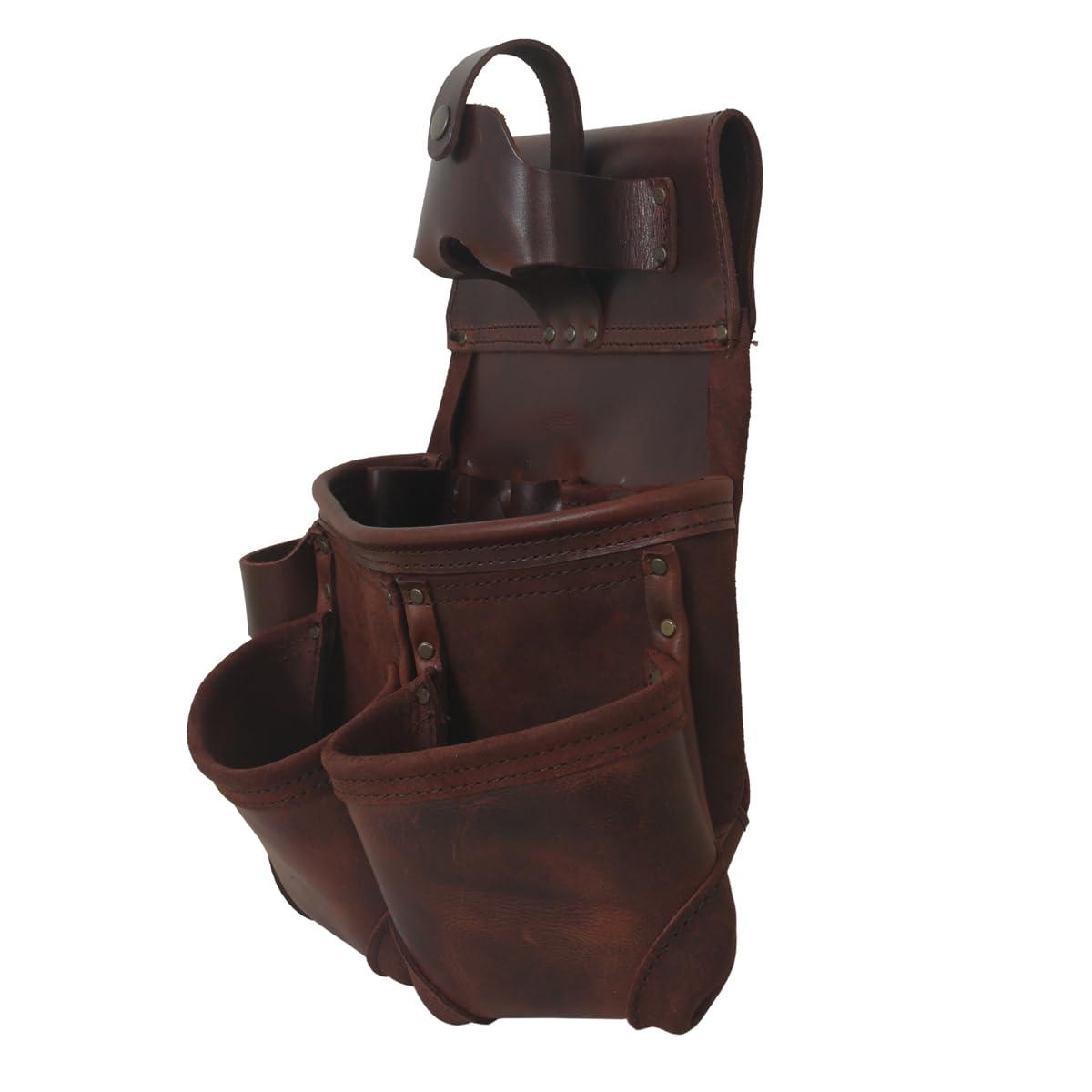 Pochette à outils en cuir pleine fleur avec porte-perceuse, pour charpentier, agriculteur, électricien