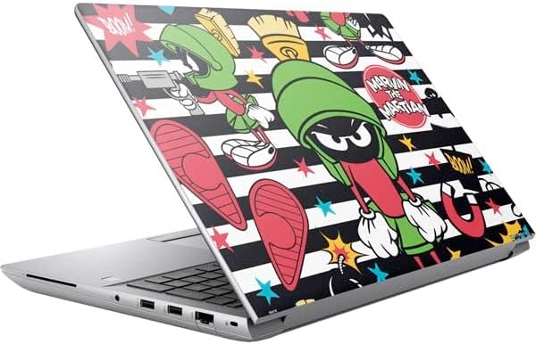 Skinit Decal Laptop Skin Compatible with HP ZBook Fury 16 G10 - Officially Licensed Looney Tunes Marvin The Martian Striped Patches Design