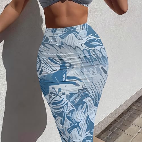 Elastic Waist Stretch Bodycon Midi Knee Length Pencil Skirt Work Skirts for Women Office4