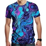 Girren Camisetas de manga corta con estampado 3D colorido para hombre, Multicolor3, Large