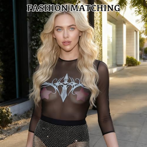 Image of Glitters Pasties Rave Pack Nipple Covers Stickers Disposable Sticky Breast Petals Bra for Women Rave Outfit Party