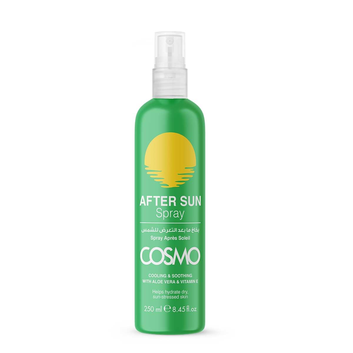 CD COSMO DESIGNS After Sun Spray 250ml, Cooling and Soothing with Aloevera and Vitamin E, Helps Hydrate Dry and Sun Stressed Skin.