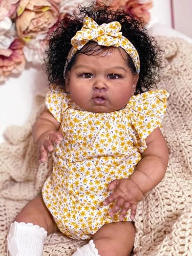 Muñeca Reborn Negra Realista 24 pulgadas miniatura 1
