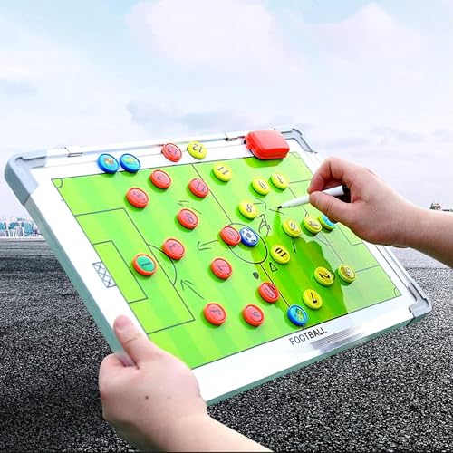 Image of SLYK Portable Double-Sided Magnetic Coaching Board for Football, 18 x 12 inch, Professional Winning Strategy Training Assistant Tactics Board with Erasable Write-Wipe 2 in 1 Marker Pen