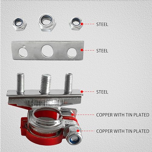 2 Stück Batterieklemmen 3-fach Steckverbinder, Batterie Polklemmen Terminal Clamp Klemmen 12V PKW Batterieklemme Positiv Negativ für Auto Van Wohnwagen Boot