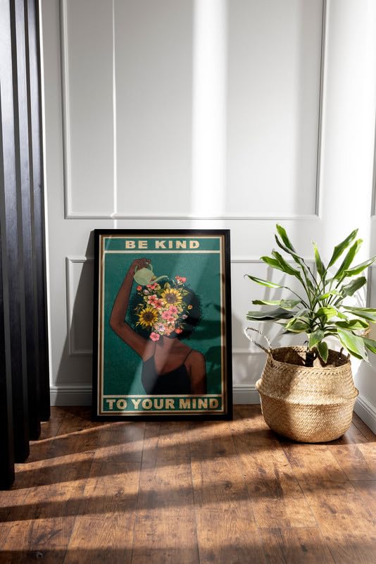 Image of SHIVOID Be Kind to Your Mind - Inspirational Mental Health Poster for Wall for Living Room, Hall, Play Room, Bedroom, Kitchen, Office
