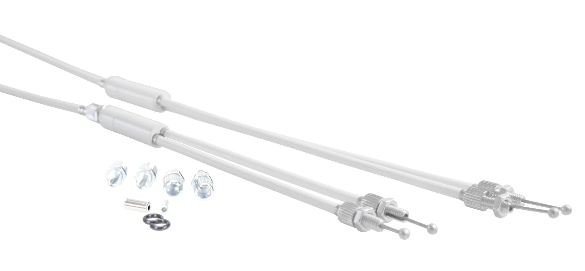 Upper & Lower gyro cables LONG for old school BMX - WHITE