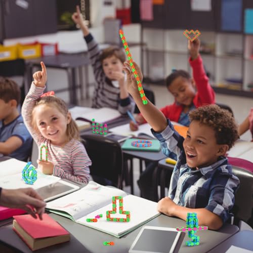 8Pcs 24Links Fidgets Wacky Tracks Fidget Toys for Kids Classroom Students Gifts School Stocking Stuffers Plastic Sensory Autism Snap Fidget Click Snake Toys for Adults Travel Stress Relief 11inch - Image 6