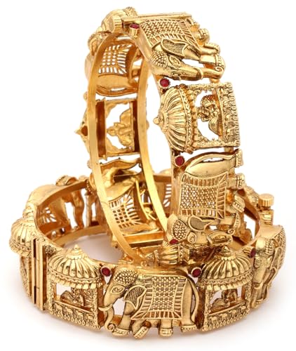 Shining Diva Fashion 18k Gold Plated Temple Jewellery Bangles for...