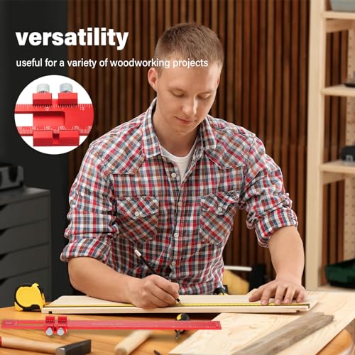 Saysurey 4 Pcs Woodworking Ruler, Metal Precision Pocket Rulers 12, 8, 6 Inch with 3D Multi Angle Measuring Ruler 45/90 Degree for Precision Measuring Marking Inch and Metric thumbnail 6