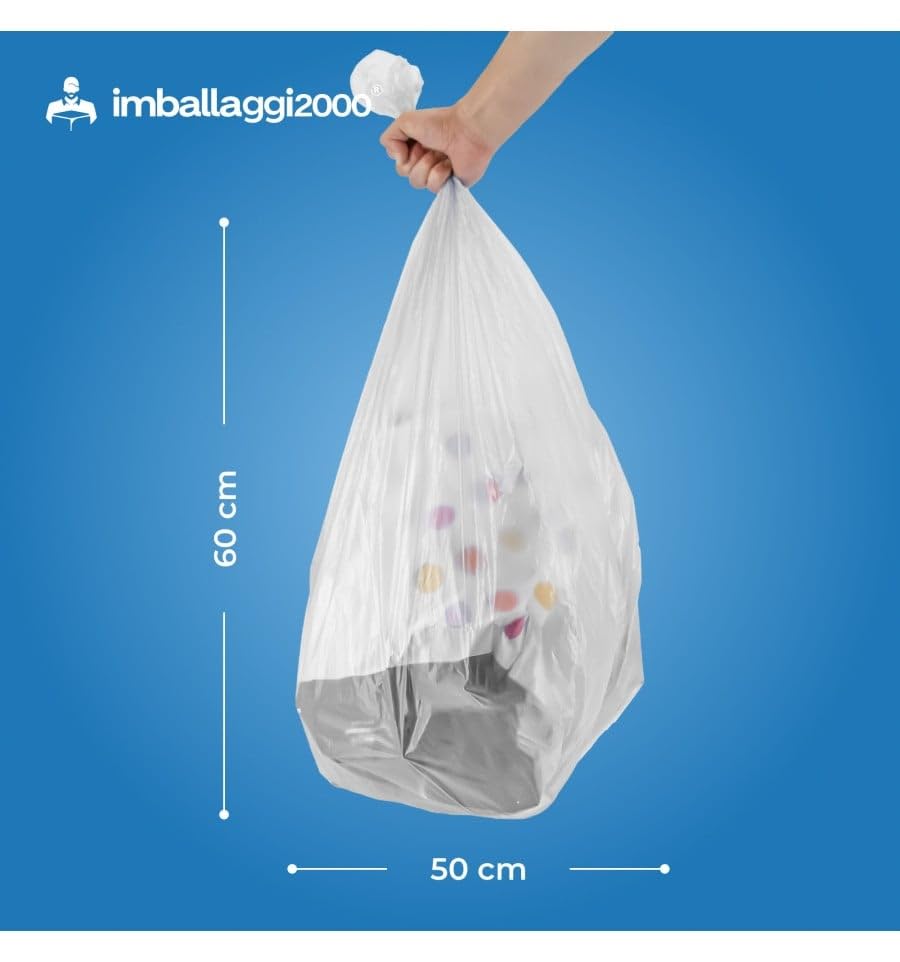 IMBALLAGGI 2000 - Sacchetti Spazzatura 50x60(30L) Umido e Organico in Mater-Bi Verdi, Spazzatura Raccolta Differenziata Interno (50)
