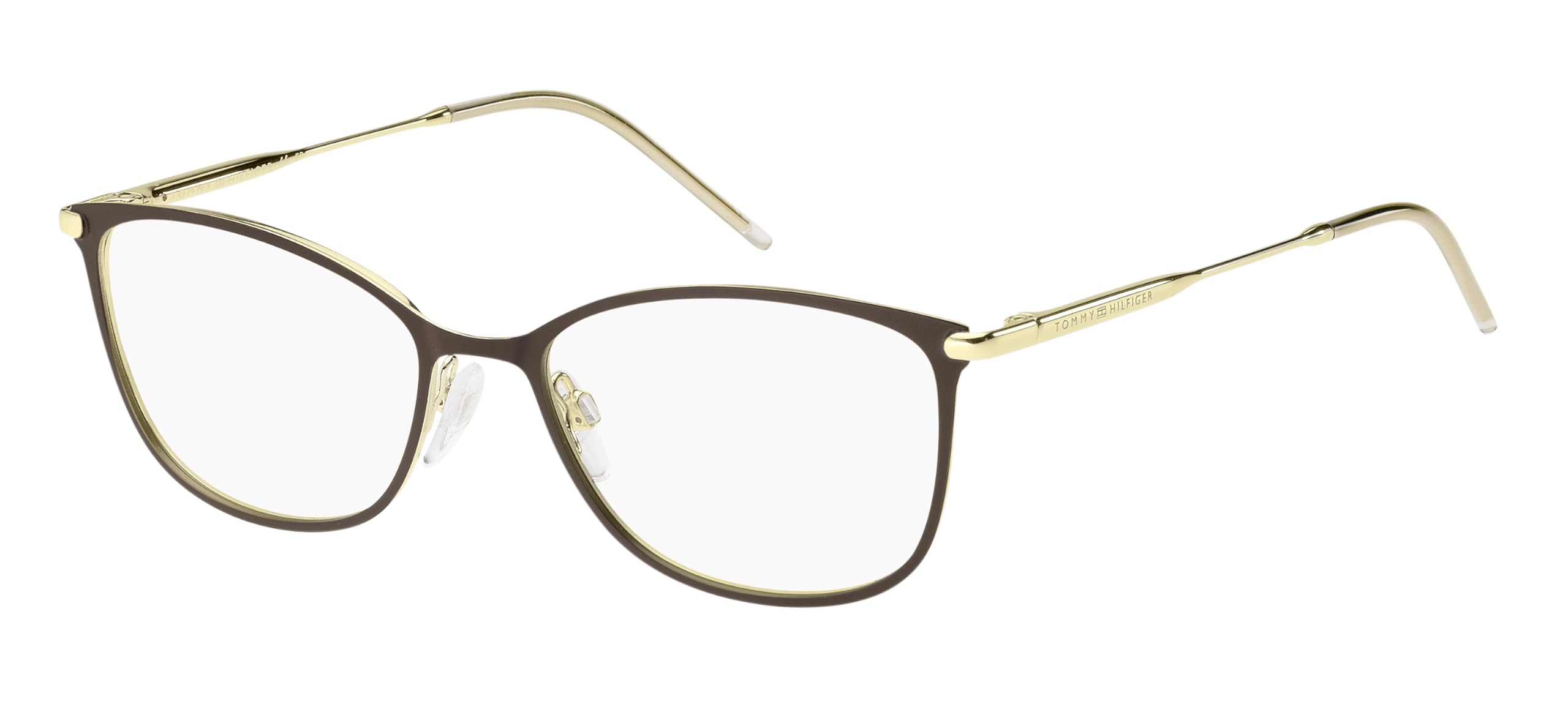 TOMMY HILFIGER Okulary z ostrością widzenia dla kobiet, opcjonalnie z filtrem przeciwsłonecznym lub filtrem niebieskiego światła, prostokątne, wykonane ze stali (w zestawie etui na okulary)