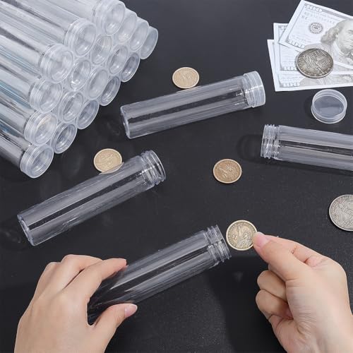 NBEADS Tubos para Monedas 60 Pzs 5.5x1.3 pulg con Tapa Rosca miniatura 4