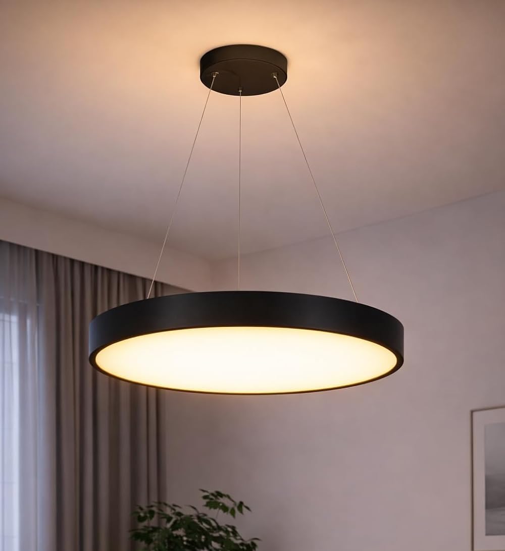 Artica 15 Inch Round LED Pendant Ceiling Lamp | Modern Ring Hanging Light | Warm White Fixed Light | Acrylic Diffuser | Home, Living Room, Dining & Café Decor-image-7