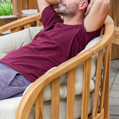 Cambridge Casual 121544-TW-XX-TN-XX Barnese Wood Oversized Patio Lounge Chair, Natural Teak/Tan Cushion thumb #4