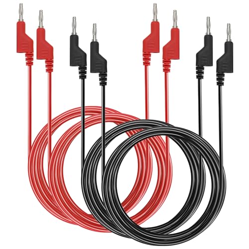 IGNPION 4pcs 2paires 4mm Câble de test en silicone souple banane à fiche banane pour multimètre longueur de 2M,1000V/15A