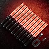 E-riding 10 Pack 16 Inch Rechargeable Traffic Wand, Red Traffic Control Baton with 2 Flashing Modes, LED Safety Light Wand, Air Marshaling Wand for Airport, Parking, Car Directing