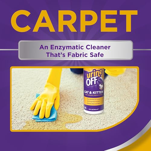 Image of Urine Off Kitten & Cat Pet Stain Remover | Freshly Scented Carpet Cleaner | Bio Enzymatic Stain & Urine Odor Eliminator | Pet Safe Cleaner | 32 oz.