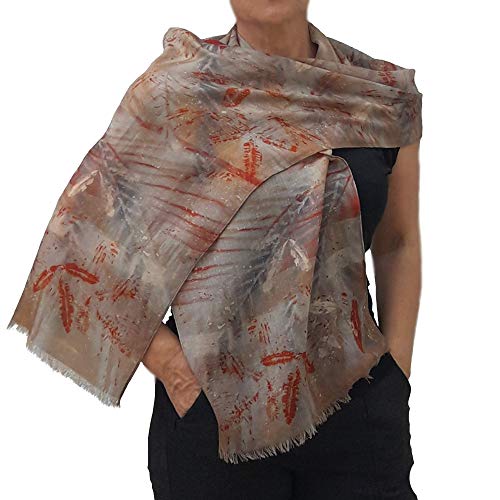 Womens Cashmere Scarf in Beige and Orange, Thin Light Soft Scarfs, Any Weather Trendy Fashion Designer Shawl, Cute Gift for Women Who Has Everything2