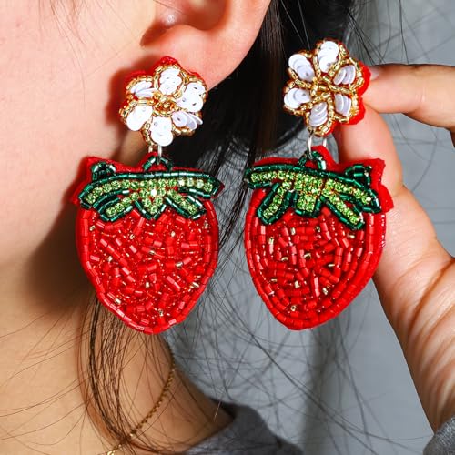Adorable Fruit Dangle Earrings for Women, Multiple Summer Fruits Drop Earring for Tropical Novelty Jewelry Gifts2