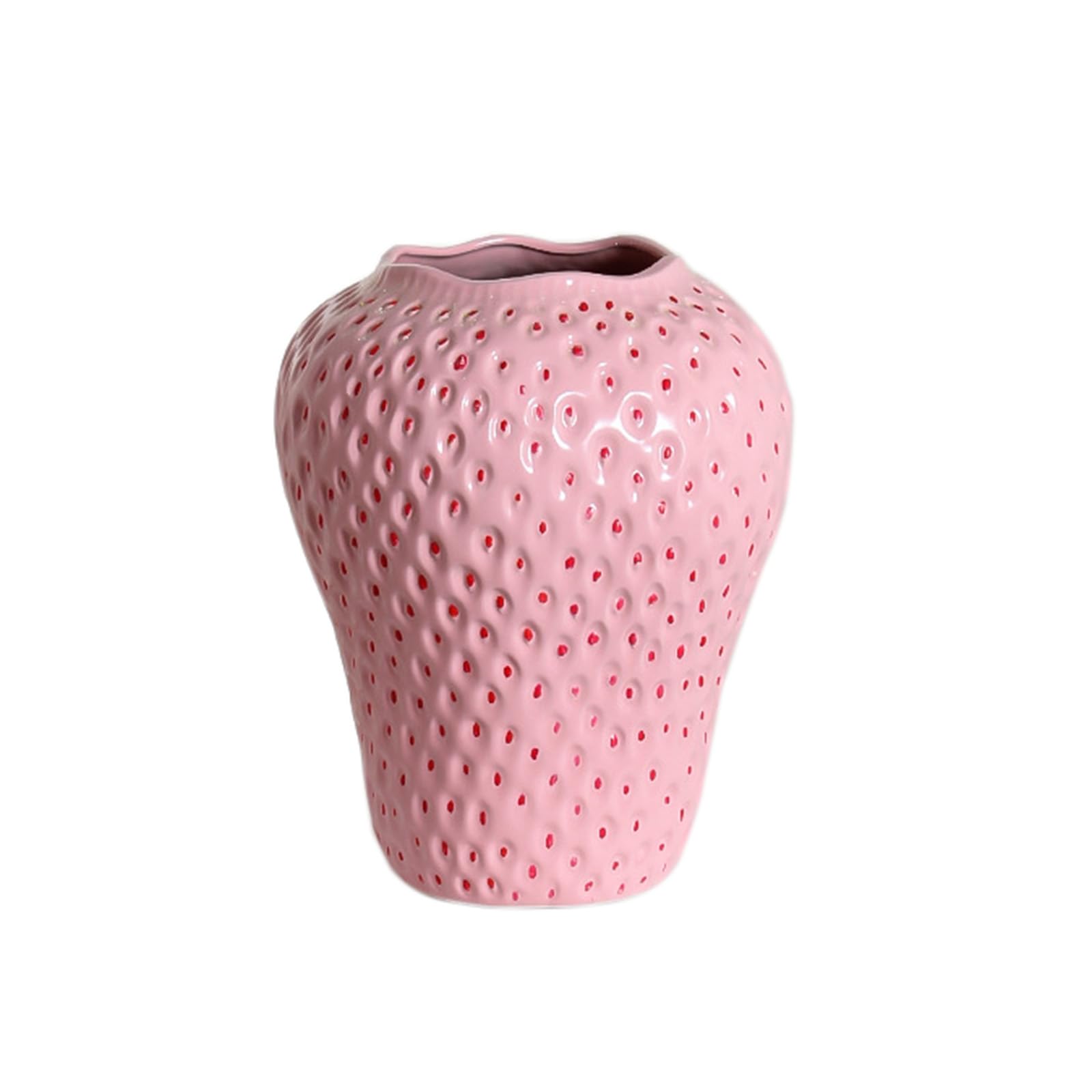Erdbeer Dekorative Keramik Vase, Modern Strawberry Vasen Für Blumen Vintage Erdbeervase Wohnzimmer Küche Garten Büro Vase Deko Rot Decor,Rosa,M