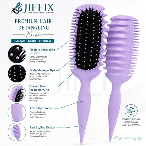 Image of Curl Define Styling Brush - Nylon Detangling & Curl-Defining Hair Brush for Curly, Wavy & Frizzy Hair - Paddle Brush with Wide Tooth Comb for Men, Women & Kids