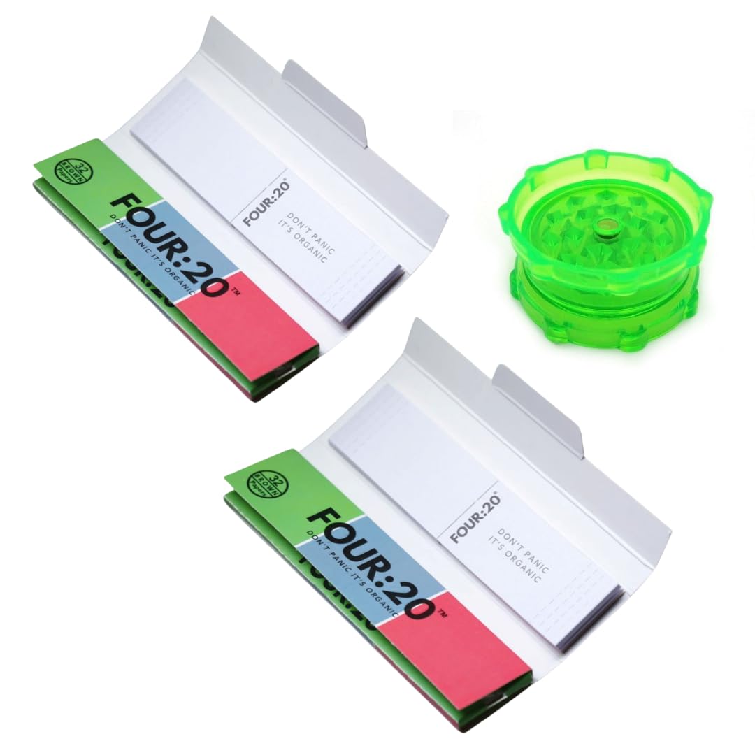 Rolling Papers with Green Plastic Herb Grinder 66 Paper + 66 Roch (2 Paper + 1 Crusher)-image-1