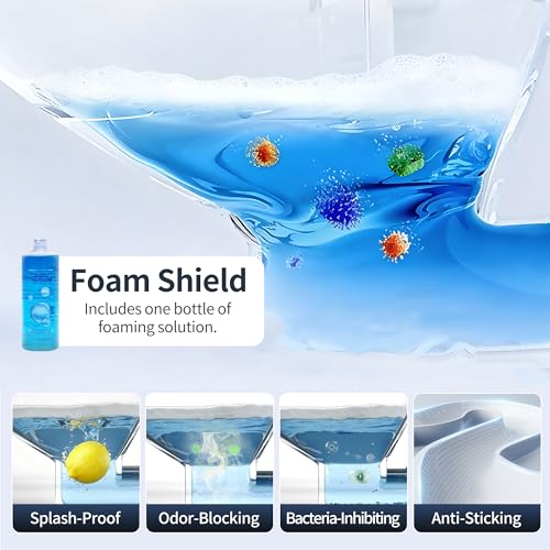 Image of DeerValley Artistic Smart Toilet, Auto Open /Close, Quiet 1000g MaP Auto Dual Flush, Foam Shield, Pump-Assisted, ADA Height, One-Piece Toilet with Adaptive Temperature Control for Seat, Water and Dryer