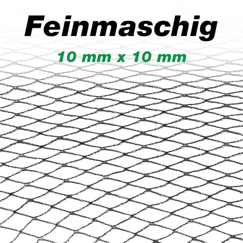 Abdecknetz (5x6m) schwarz mit Erdspießen | feinmaschig (10x10mm) mit stabilem Rand | Teichabdeckung für einen laubfreien Teich | Vogelschutznetz für Gartenteich