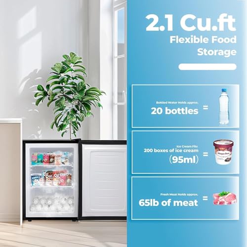 Image of Electactic 2.1 Cu.ft Small Freezer, Mini Upright Freezer with 7 Adjustable Thermostat, Removable Shelves, Reversible Single Door, for Bedroom /Home /Dorms /Apartment (Silver)