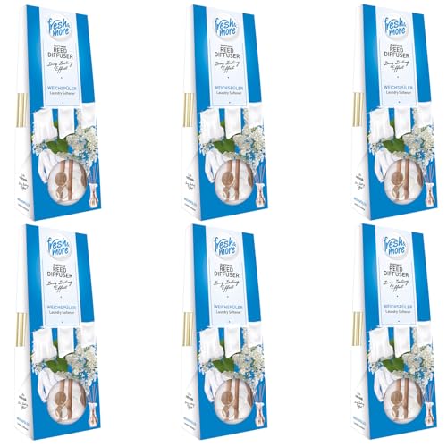 Fresh & More Duftvase Raumduft Diffuser (6er Pack) Weichspüler 35ml