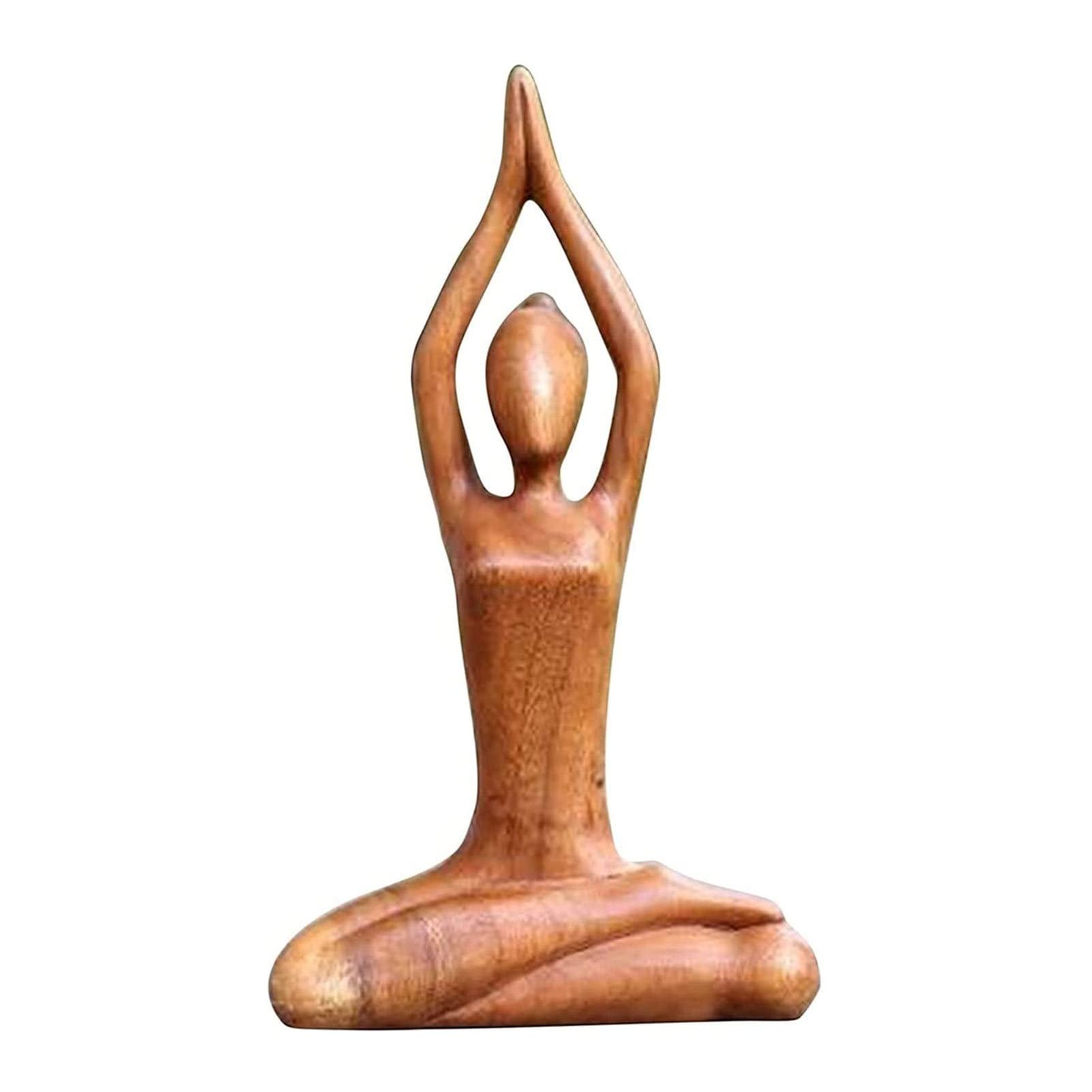 Neamou Women's Style 4 Yoga Statue - Wooden Yoga Pose Statue - Yoga Statue Decor, Meditating Garden Statue For Living Room Study Gallery Tabletop Ornaments
