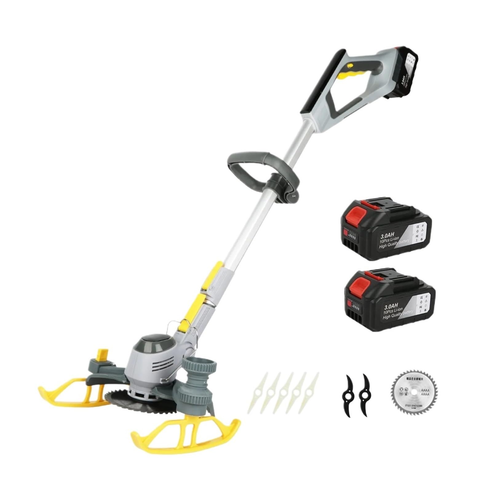 Cortadora De Césped Inalámbrica, Bordes con Ruedas, Desbrozadora Eléctrica 18000 R/min Tareas De Corte Sin Esfuerzo En El Jardín(2 Batteries)